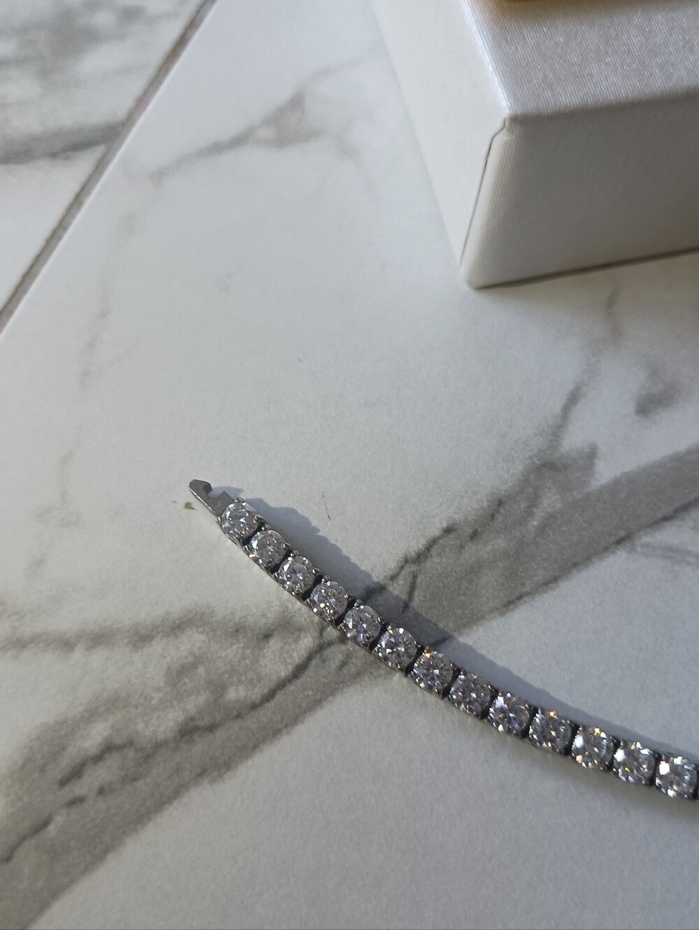 Moissanite Silver 3mm Tennis Bracelet 7in Pass Tester Brand New - Picture 9 of 11